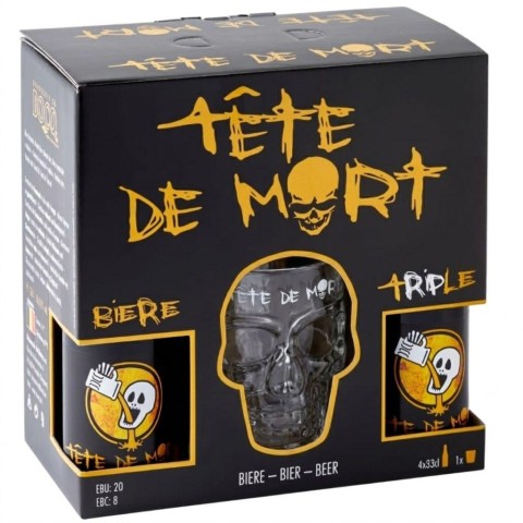 ESTUCHE TETE DE MORT 4*33CL + VASO